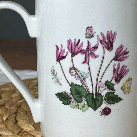 Vintage Portmeirion Botanic Garden Cyclamen Repandum Coffee Cup Purple Flowers - Picture 7 of 10